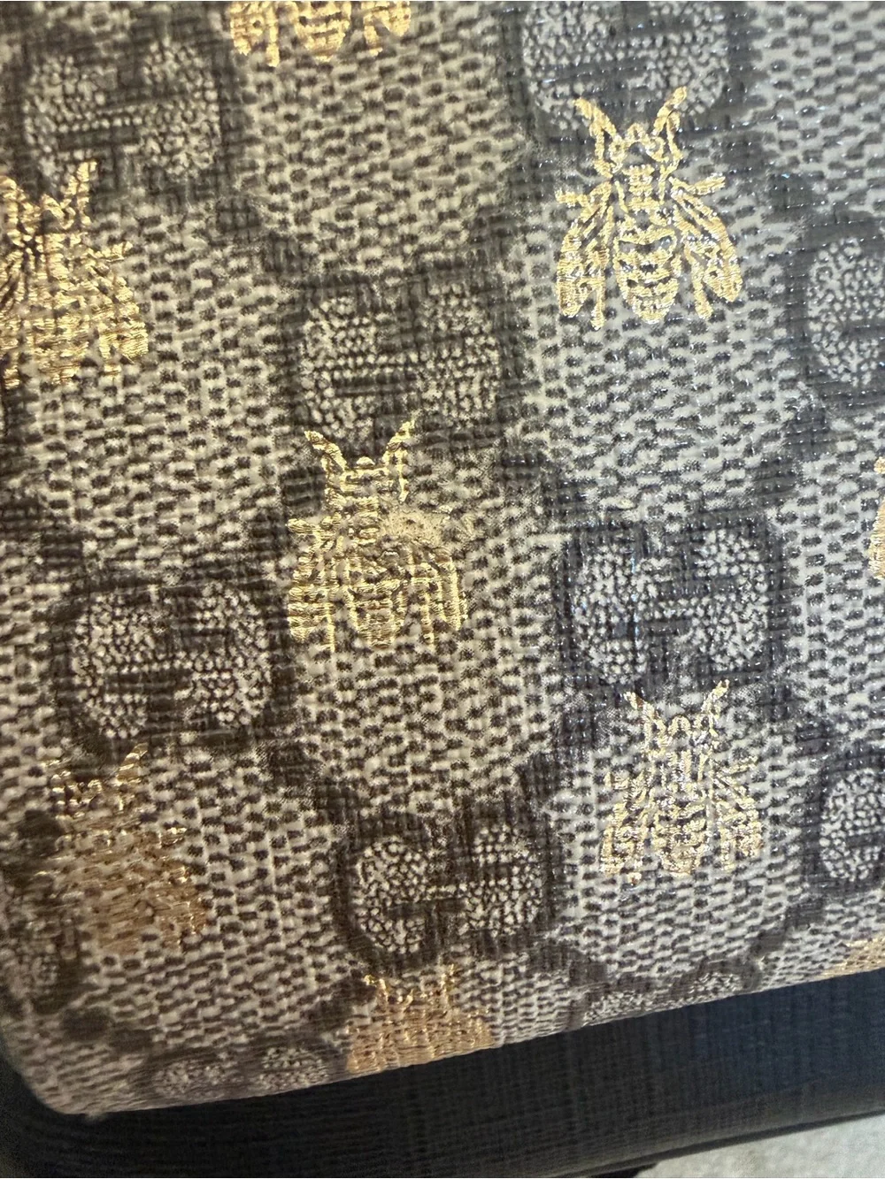 Gucci Beige Brown GG Supreme Bee Print Mini Backpack with Black Trim